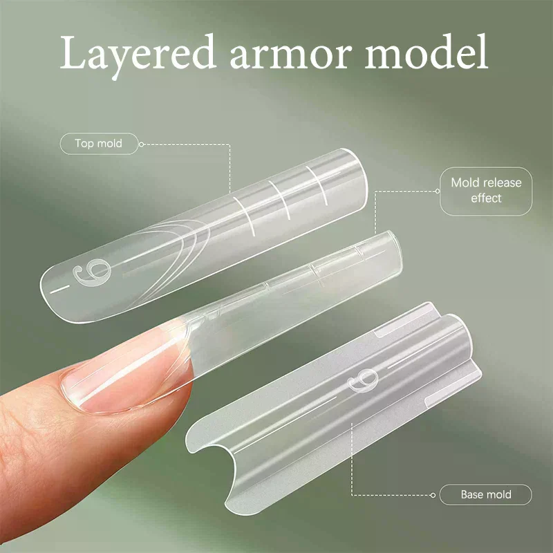 ساندويتش أشكال أظافر مزدوجة 280 قطعة 14 حجم ملحقات-أشكال مزدوجة نعش اللوز أشكال أظافر قالب علوي قالب سفلي #1