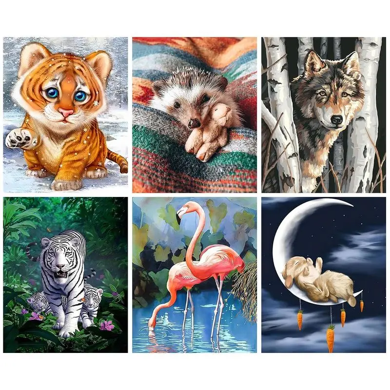 

CHENISTORY 5D DIY Diamond Painting Wolf Tiger Dog Rhinestone Art Full Square Diamond Embroidery Animals Mosaic Home Decoration