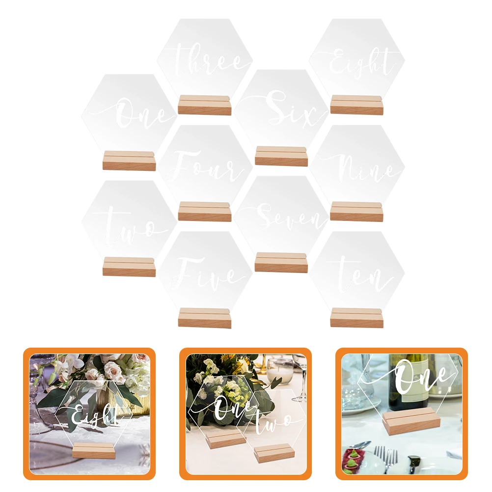 

Hexagonal Acrylic Table Numbers 1 10 Signs Place Cards Wedding Restaurant Party Decor Number Holders For Banquet Events
