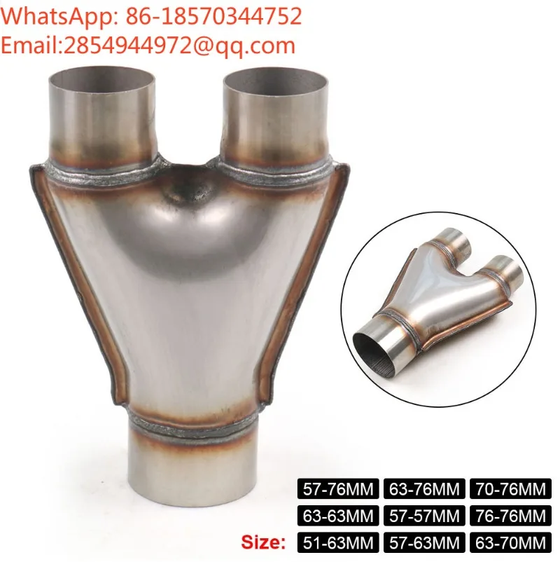 Automotive Modified Stainless Steel Exhaust Y-pipe Adapter 2/2.25/2.5/2/3 Inch 3-way Pipe