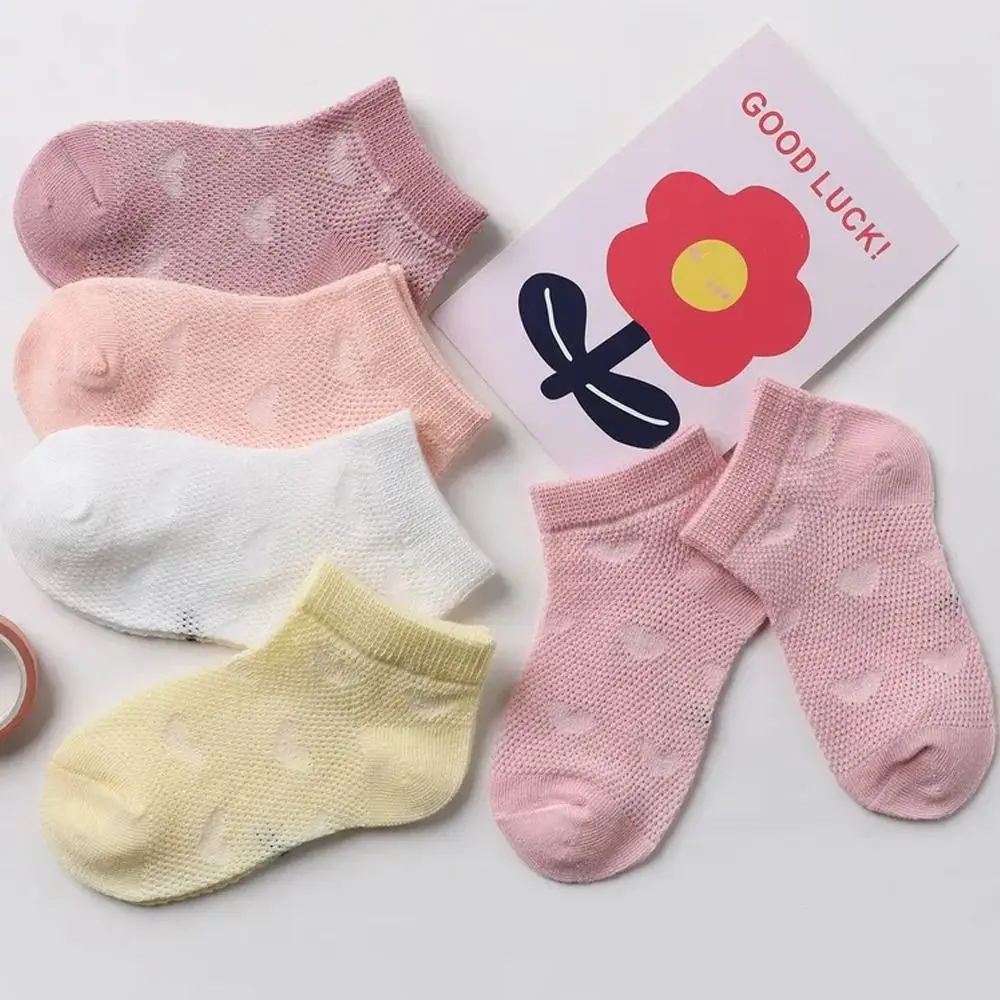 5Pairs Fashion Soft Socks Breathable Sweat Absorption Cotton Sock Mesh Short Socks Spring Summer