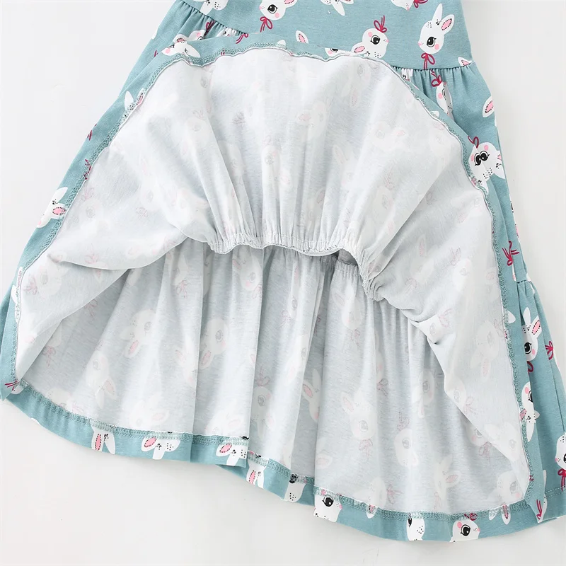 Jumping Meters 2-7T Summer Princess Girls Dresses Short Sleeve Animals Bunny Children\'s Clothing Hot Selling Toddler Kids Frocks