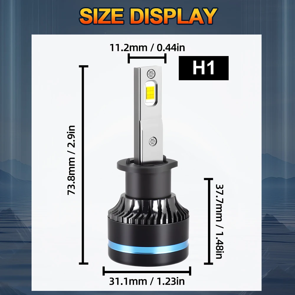 2PCS H1 LED Headlight Bulbs 120W 40000LM LED HeadLights 6000K White Mini Size 3570 CSP Chips Internal Drive Auto Lights