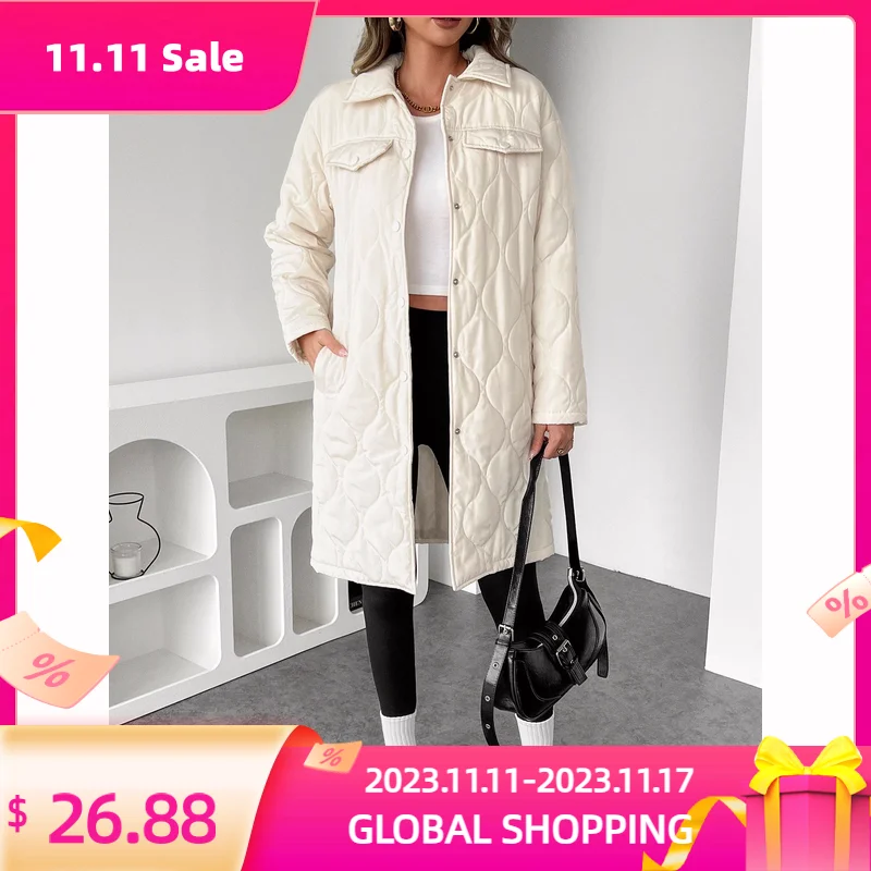 

Women Fashion Solid Button Coats Lapel Single Breasted Button Women Elegant Long Cotton Jackets Female Fashion Outwear Ladies