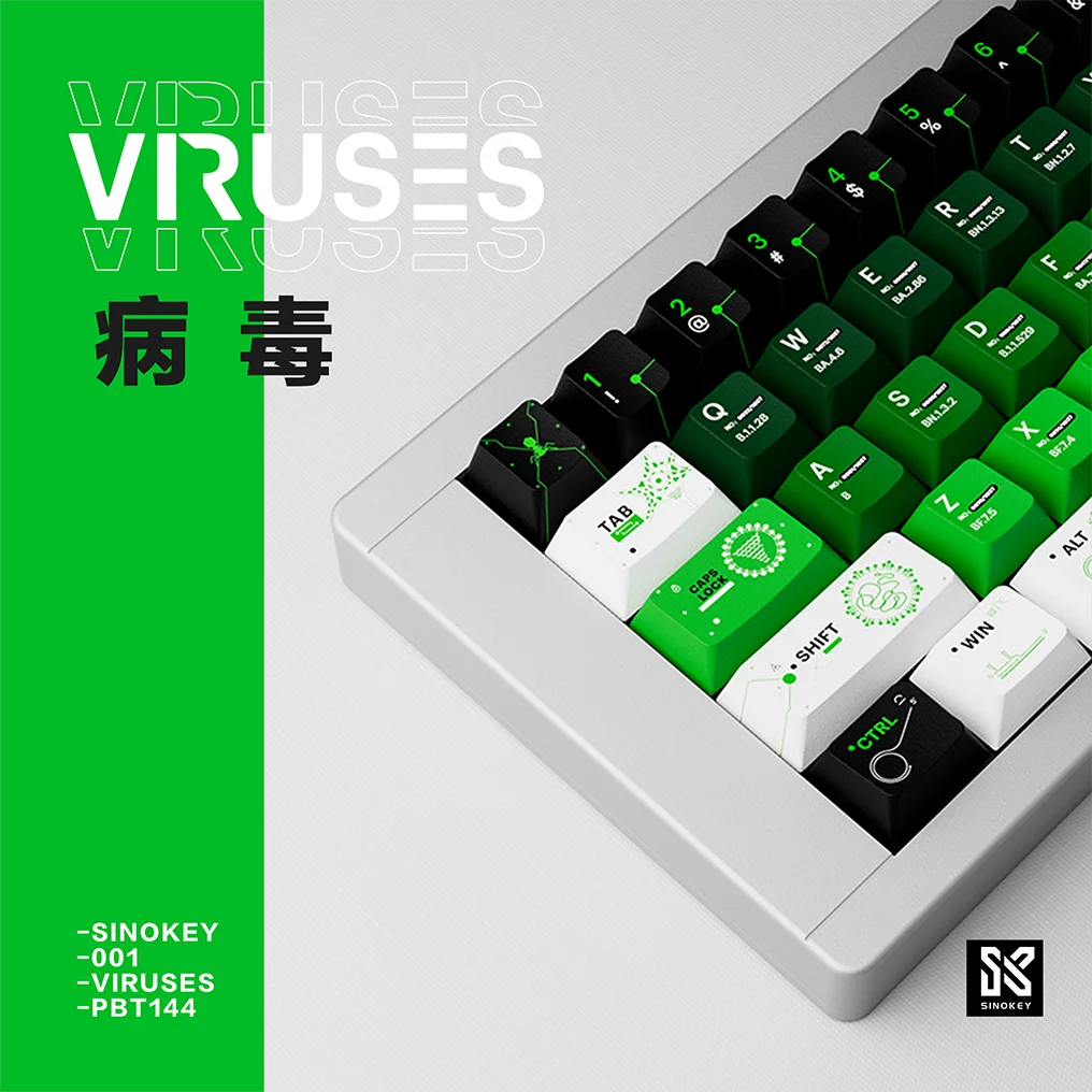 Virus Keycap Original Height PBT Keycap 1.7 Thickness Rain 75wooting Sublimation