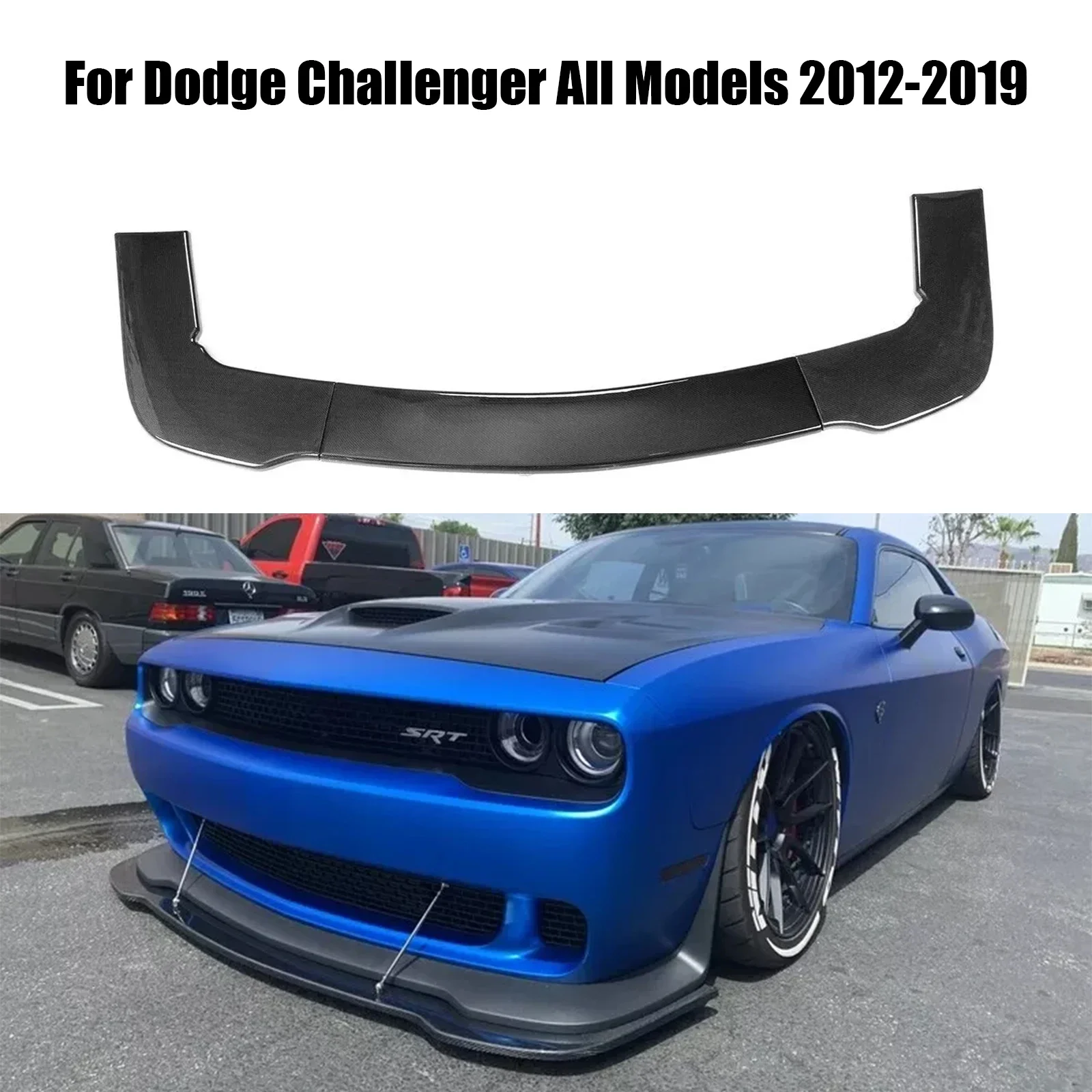 For Dodge Challenger SRT Hellcat R/T GT 2012-2022 Front Bumper Lip Splitter Spoiler Glossy Black Carbon Fiber Look Accessories
