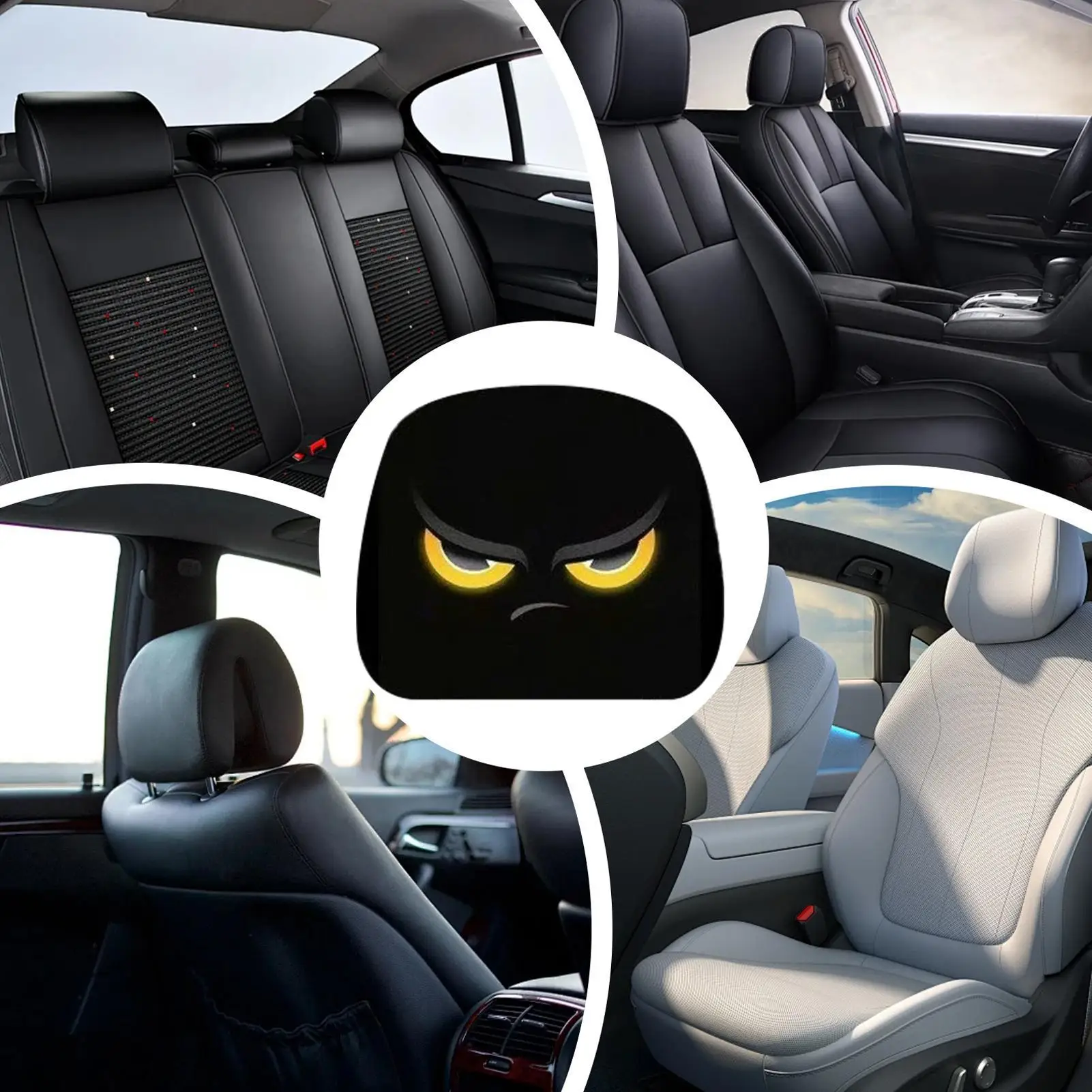 Car Headrest Cover 2-Piece Cartoon Front Seat Headrest Protector Protector Automotive Accessories For Men Women Drivers