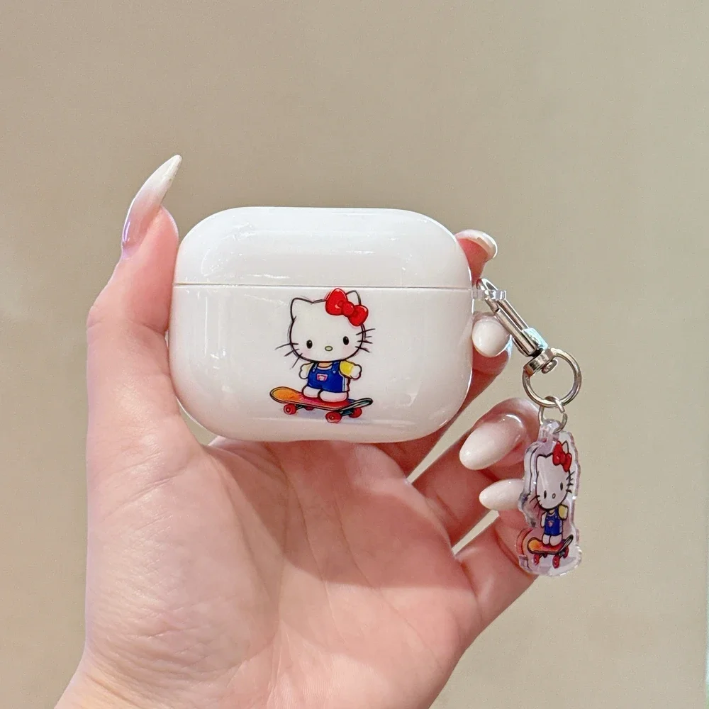 Милый чехол для наушников Sanrio Hello Kitty для Airpods 4 1 2 3 Pro 2 3, защитный чехол для беспроводной Bluetooth-гарнитуры с подвеской