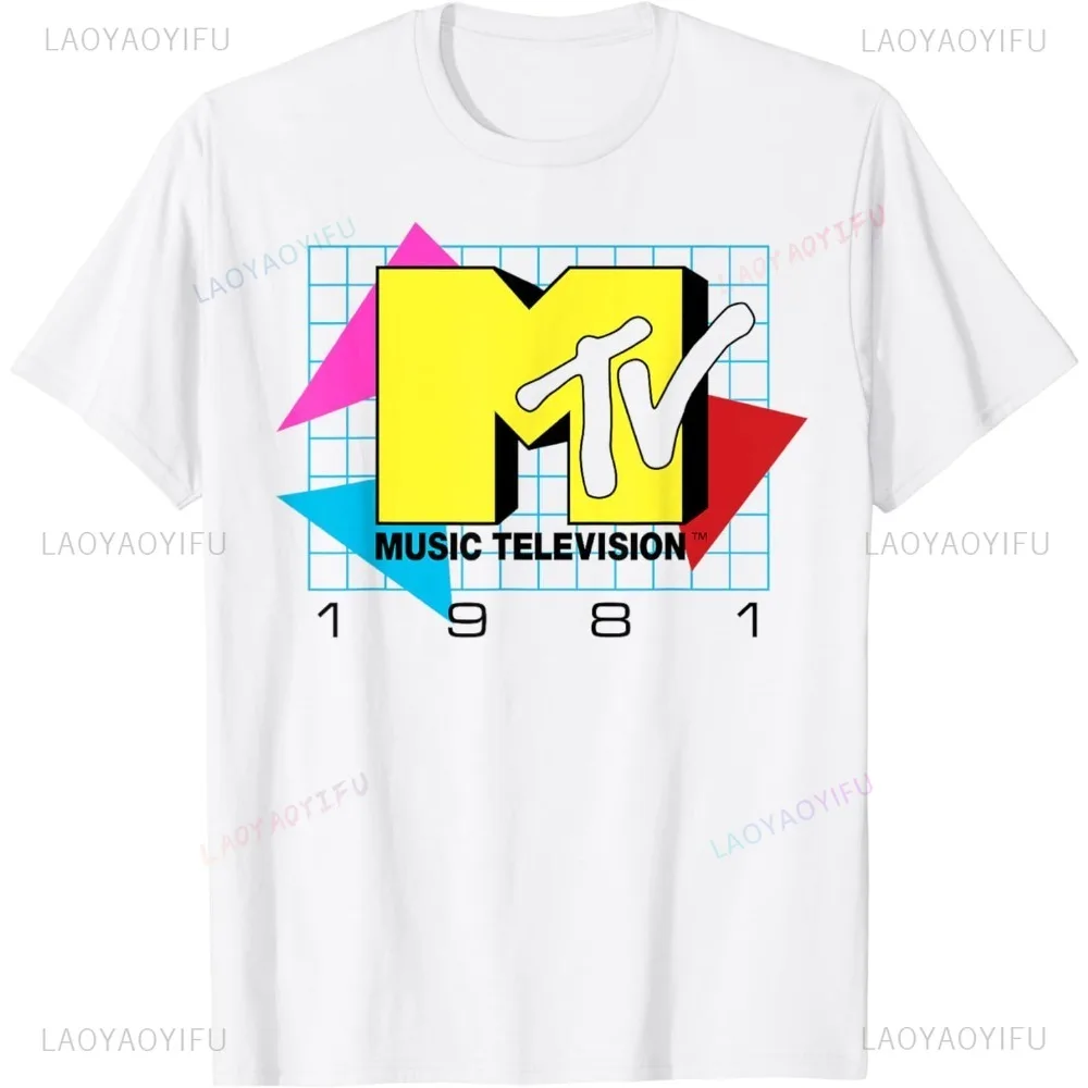 MTV Music Television 1981 Logo T-Shirt 100% COTTON T-Shirt Men O Neck Cool Summer TShirts Short Sleeve Tees Fashion Tops