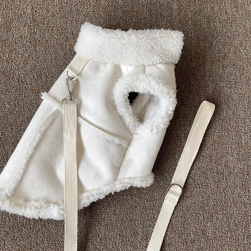 Klassische, einfarbige Hundewesten, Winter-Fleece, warme Hundekleidung für kleine und mittelgroße Hunde, Jacken, Katzen-Herbstkleidung, warme Traktionsweste – Detail 8