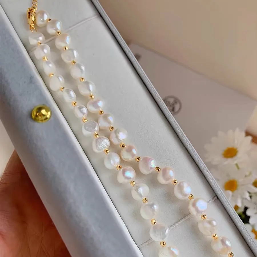 100% Natural Baroque Freshwater Pearl 14K Gold Filled Female Beads Chain Necklace Jewelry For Women Mother\'s Day Gifts No Fade