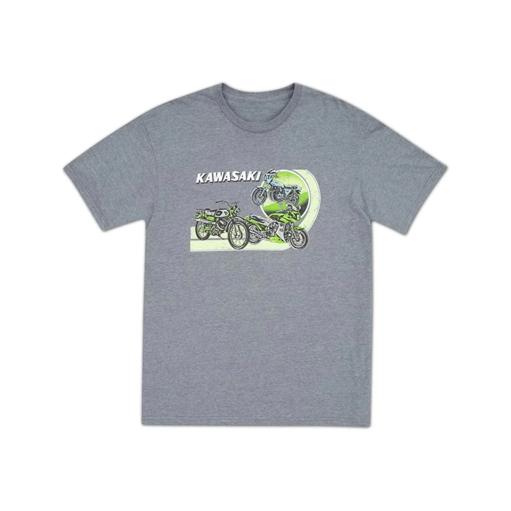 

Футболка Kawasaki Heritage Dream в стиле ретро, новая летняя классическая футболка для езды на велосипеде на открытом воздухе, свободная футболка для взрослых, внедорожный мотоциклетный трикотаж