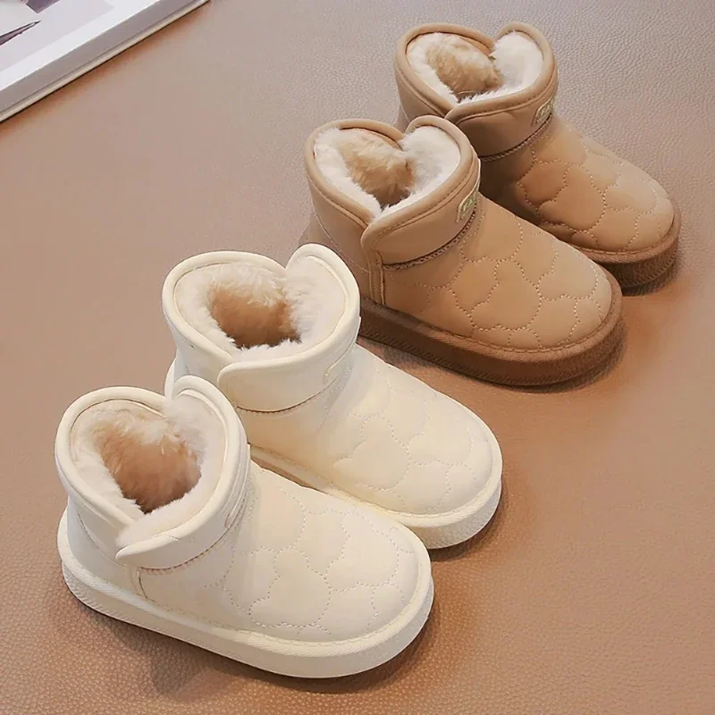 

Winter Children Snow Boots Waterproof Boy's Girl's Plush Boots Thick Warm Teenager Kids Velvet Cotton Fashion Causal Ankle Shoes