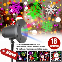 16 Pattern Outdoor Christmas Projector Light Snow Landscapes Xmas Decorative Lamp For Yard Patios