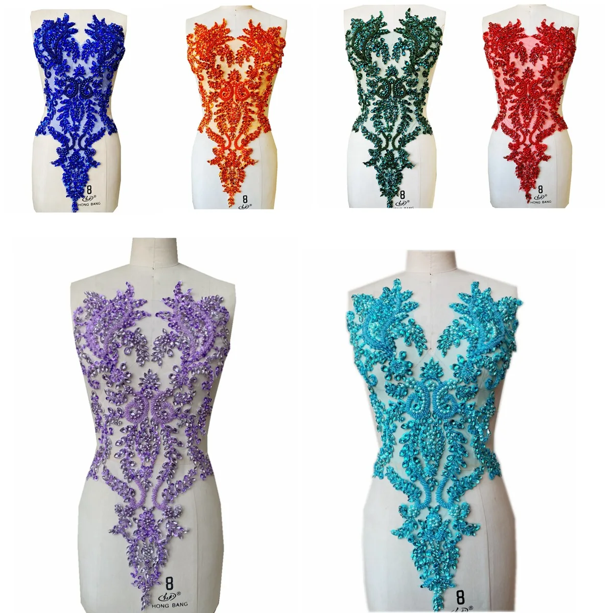 

Sparkly Crystal Embellishments Fabric DIY Evening Dress Full Front Top Fashion Accessories Hand-Sewn Rhinestone Applique Patches