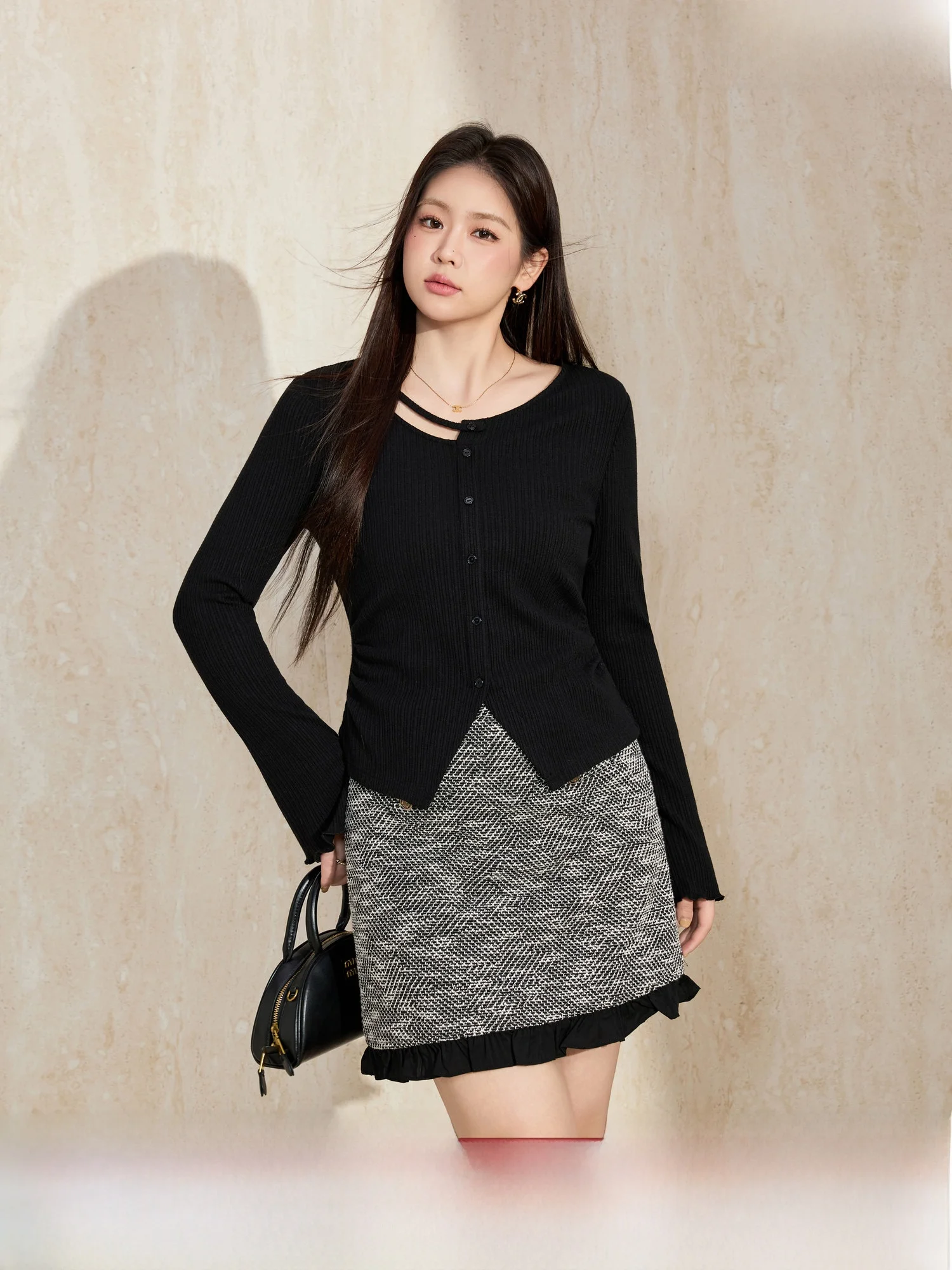 

Blue Language plus Size Women's Knitted Slim Fit Long Sve Top Spring New Sle Irregular Design Casual Comfortable irt