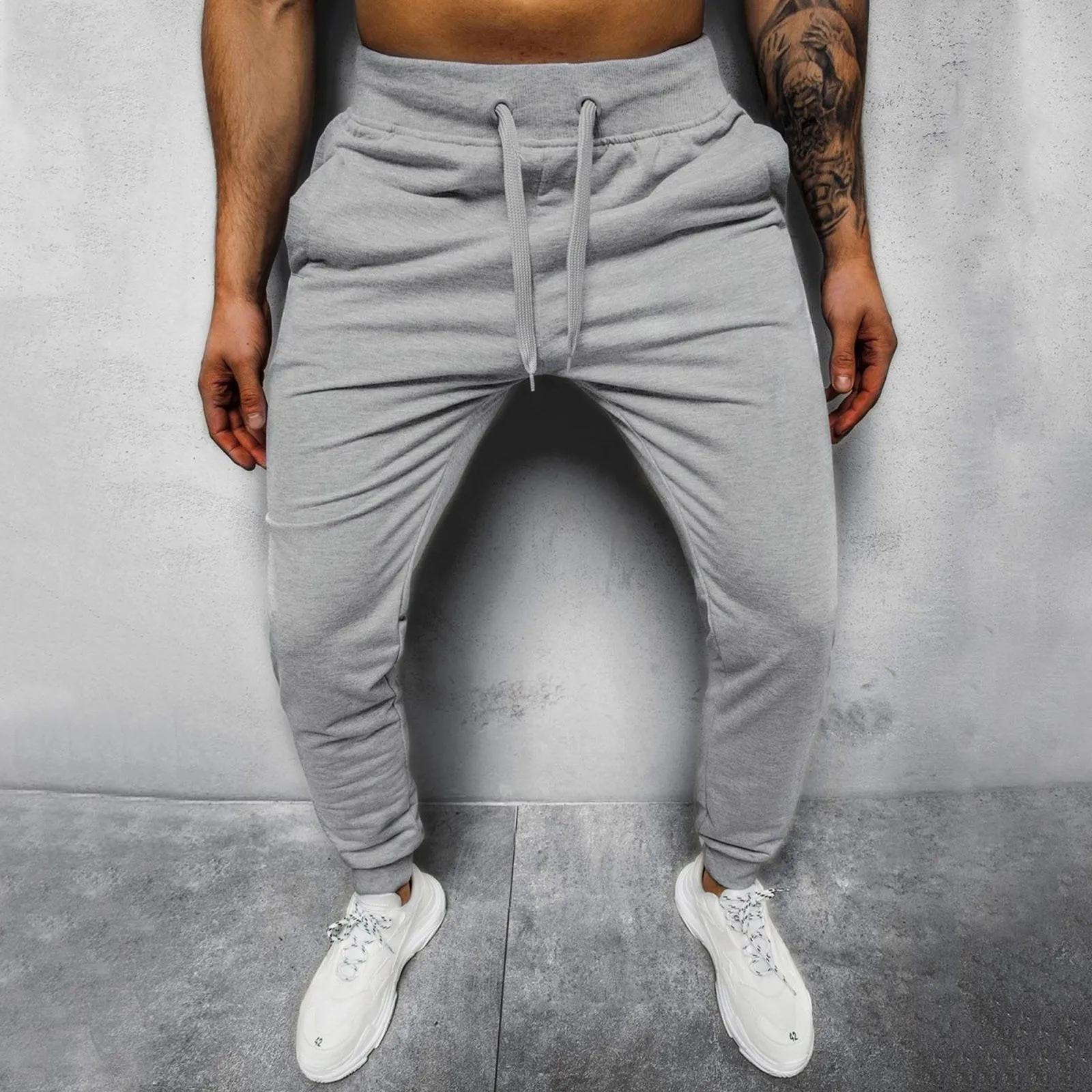 2024 Fashion Men Gyms Pure color Pants Joggers Fitness Casual Long Pants Men Workout Skinny Sweatpants Jogger Tracksuit Trousers