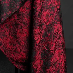3D Rose Jacquard Dyed Fabric Embossed Dark Red Fabric Dark Red Dress Suit DIY Material Sewing Craft Dress Supplies New