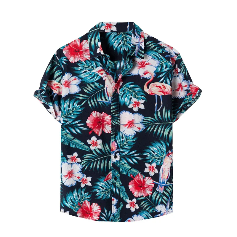 

3D Print Leopard Flower Leaf Hawaiian Shirts For Men Plants Animals Patterns Blouse Summer Short Sleeves Tops Loose Aloha Shirts