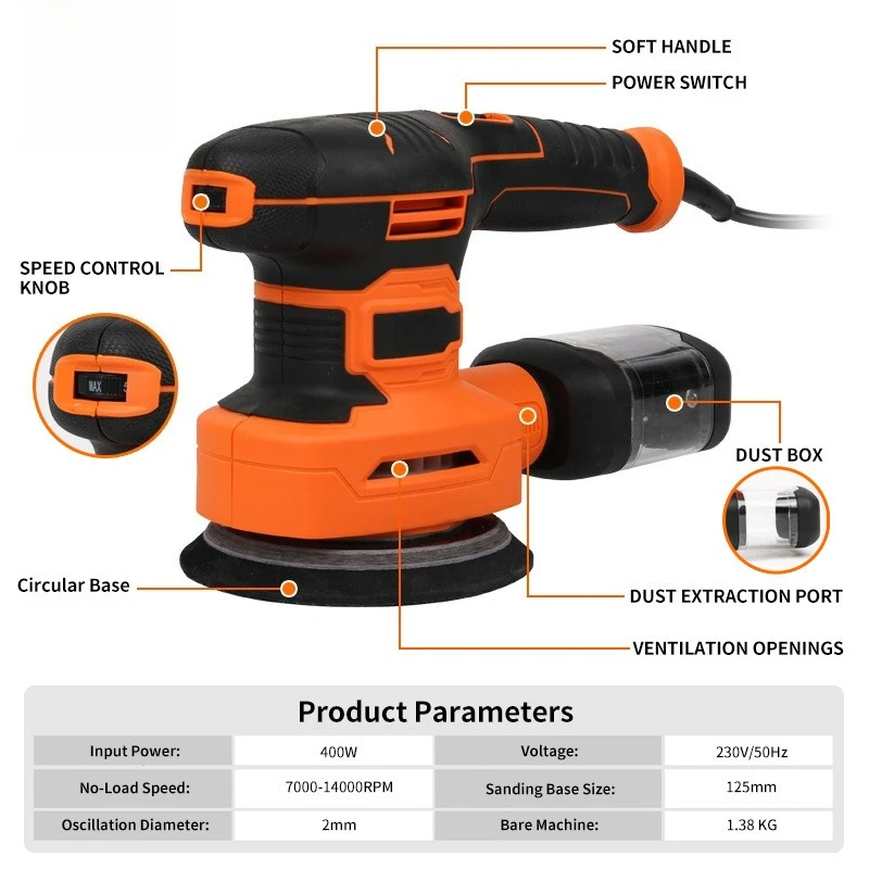 Speed Regulating Sander, Paint Wall Putty Polishing Machine, Woodworking Electric Multi-functional Sander