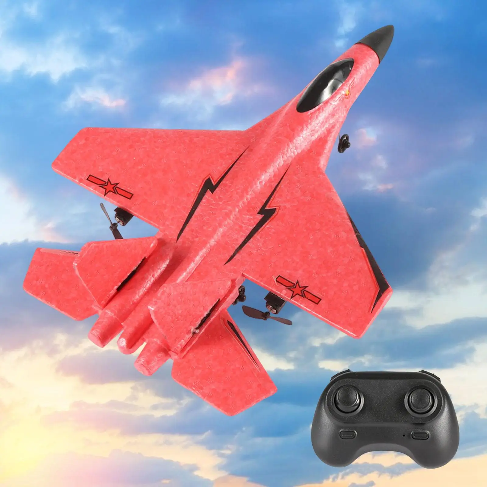 Remote Control Aircraft Foam Airplane Anti Collision with Cool Light A Key to Take Off Fighter Model Boys Gift 2CH RC Jet Glider