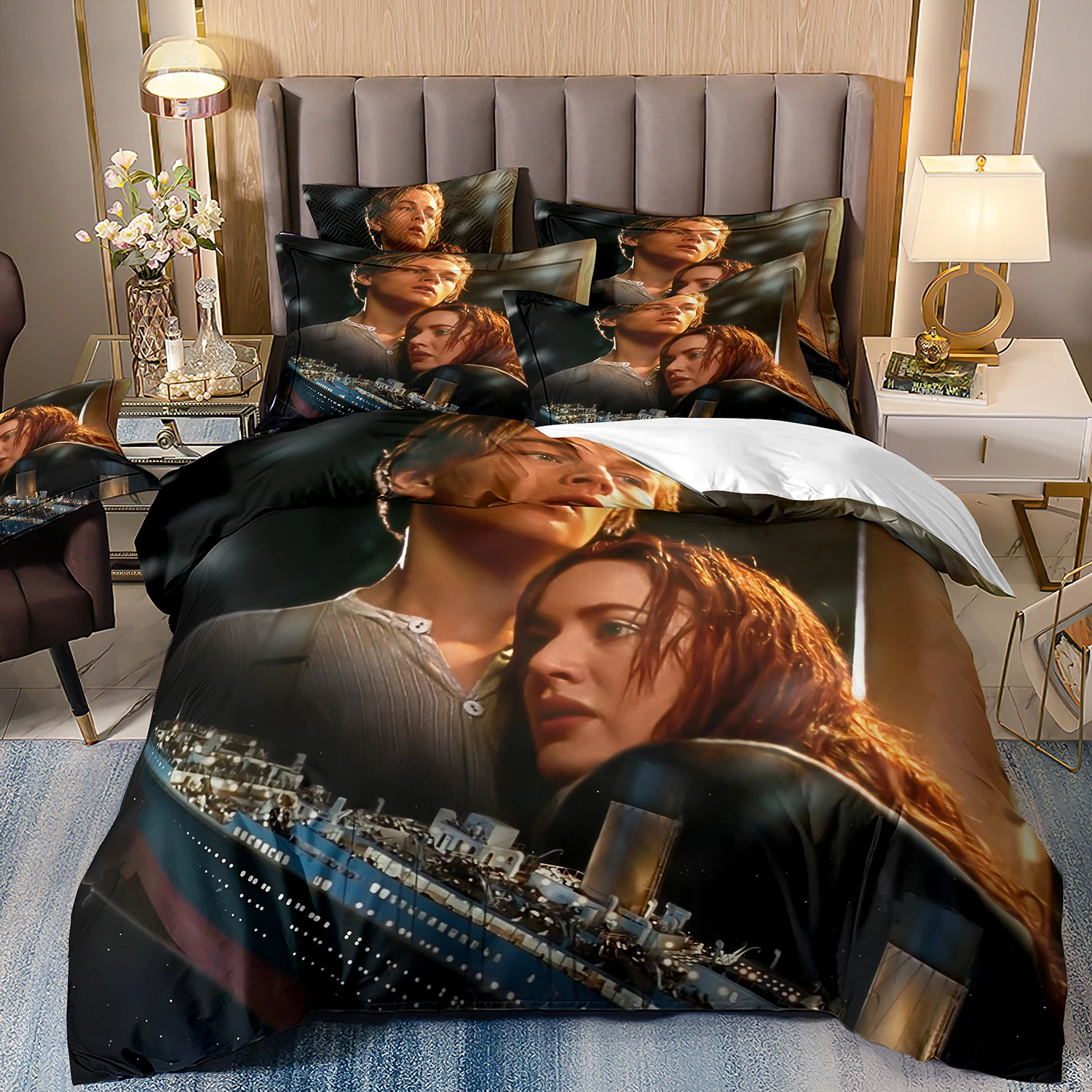 Design Titanic Jack and Rose Bedding Set,Titanic Leonardo DiCaprio Duvet Cover Sets,Comforter Bed Linen Queen King Single Size