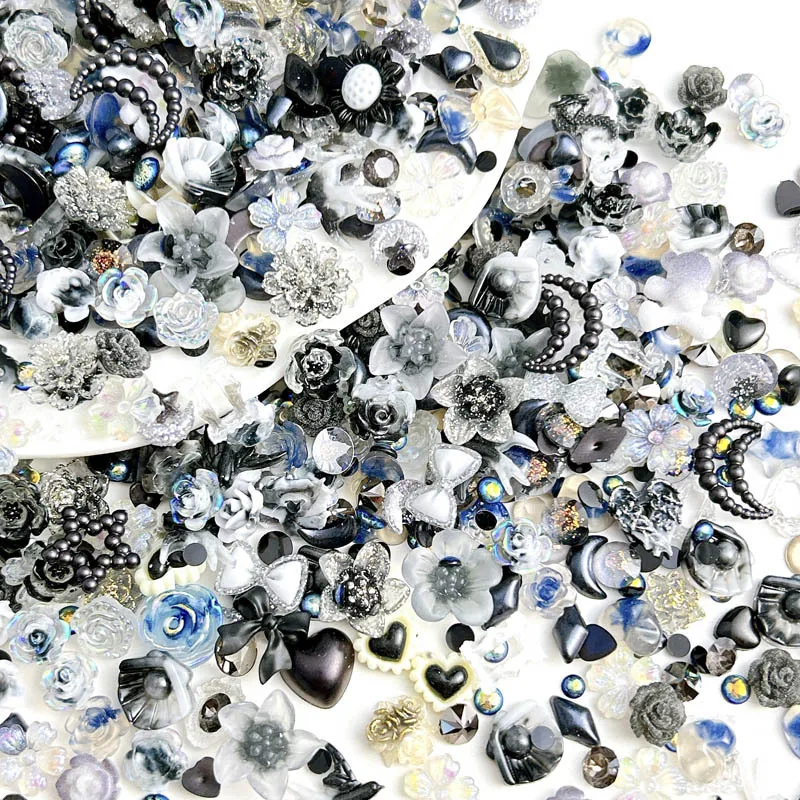 20-100 قطعة مختلطة الأسود الشرير نمط الراتنج مسمار الفن زينة-فحده القوطية نمط DIY الزينة لتقليم الجرونج باردة