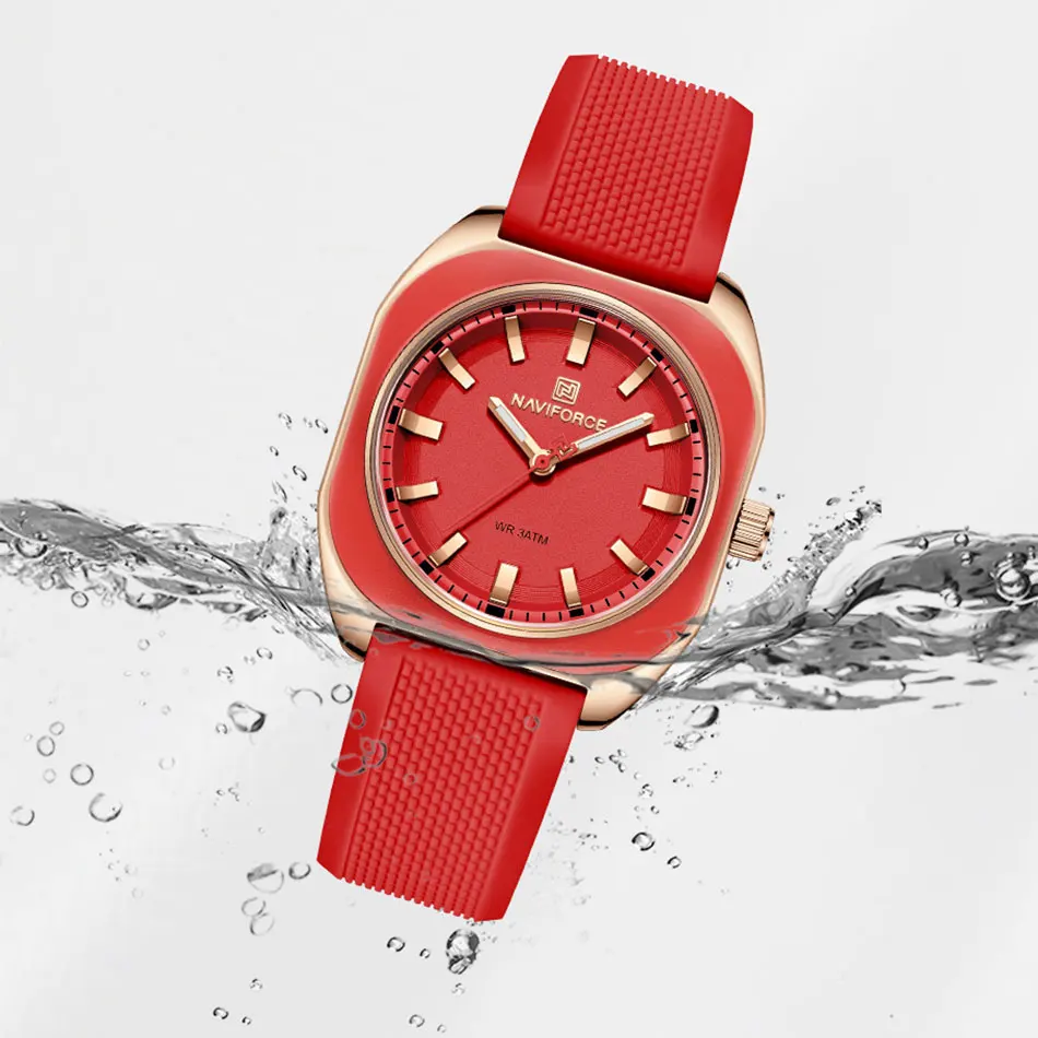 NAVIFORCE New Simple Women Watches Luxury Design Silicone Watch Ladies Quartz Wristwatch Womens Polygon Dial Clock Reloj Mujer