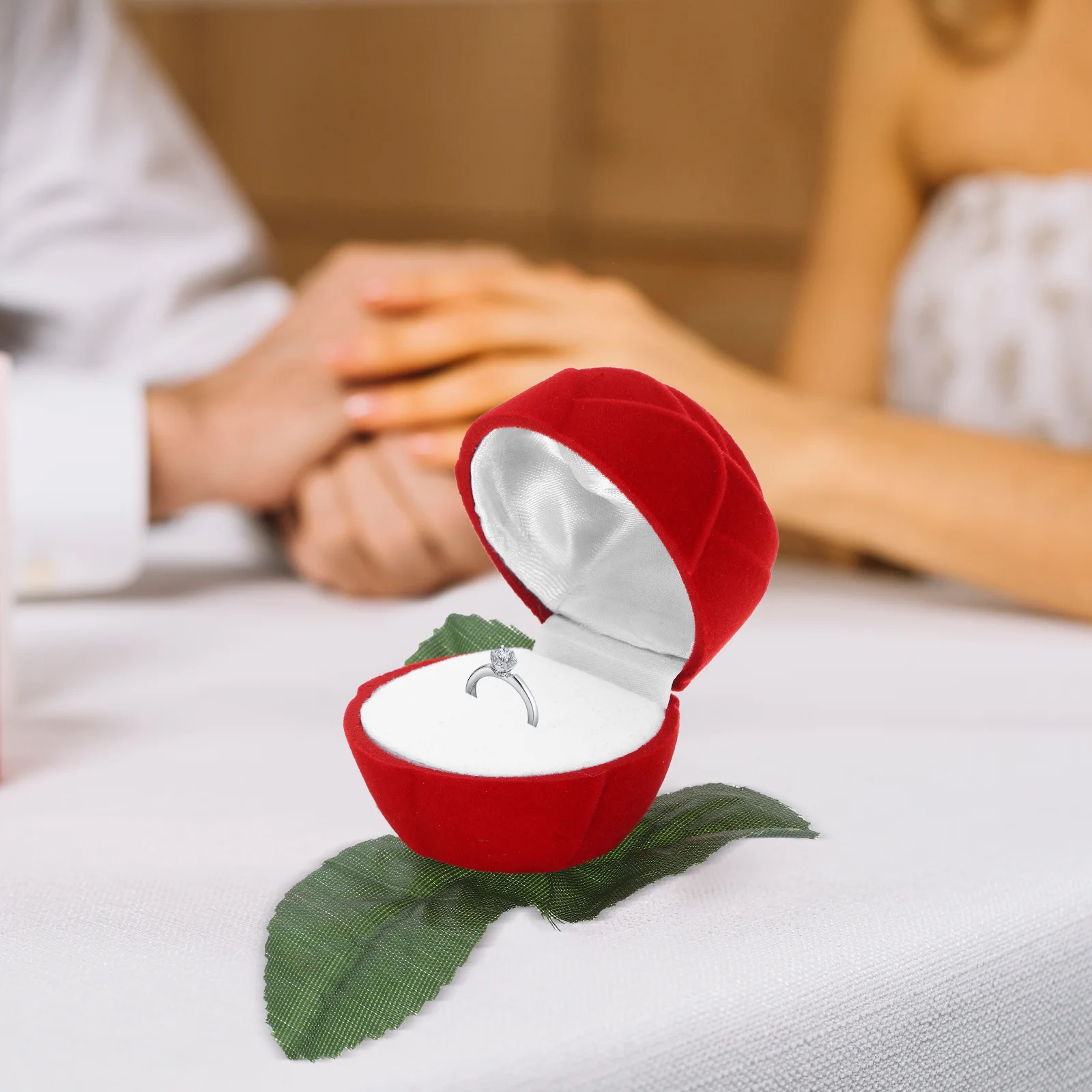 

Коробка для обручальных колец с красной розой, элегантный футляр для хранения ювелирных изделий, романтическое предложение, маленькая коробка для колец на свадьбу, день рождения