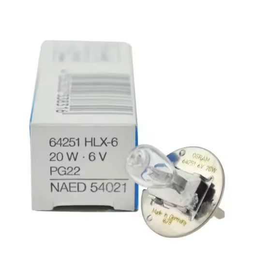 Original OSRAM HLX 64251 6v20w pg22 halogen lamp 64251 HLX-6 Zeiss 20SL SL120 SL130 6V 20W PG22 MICROSCOPE LAMP
