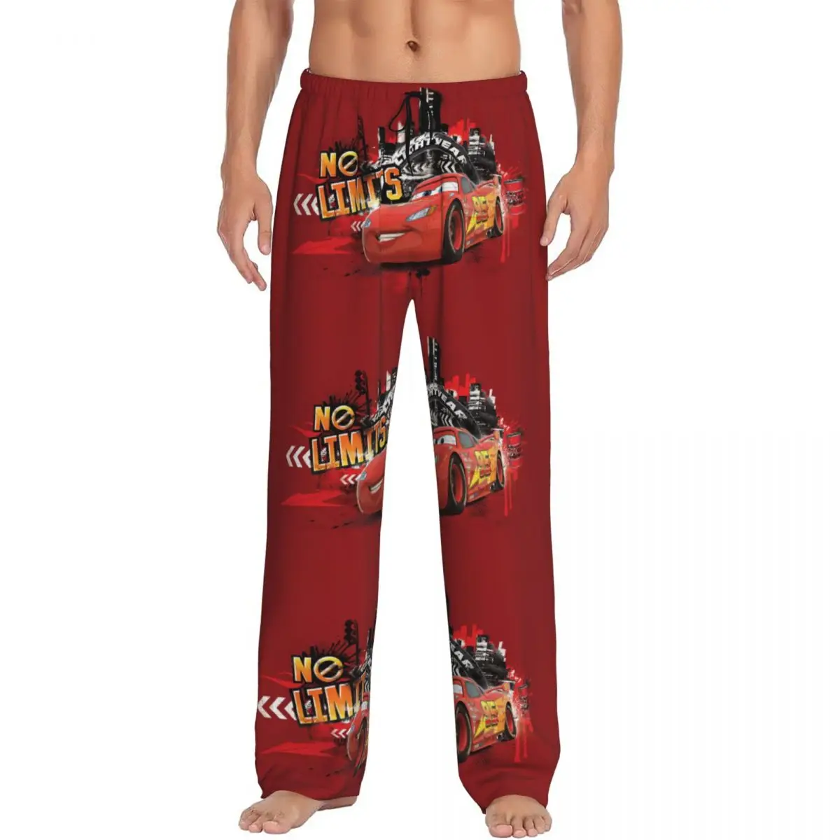 Custom Lighting McQueen Pajama Pants Sleepwear Men's Elastic Waistband Cars Sleep Lounge Bottoms with Pockets