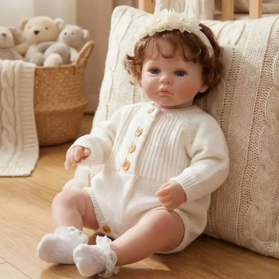 

Cloveray 20 inch Cloth Simulation Rebirth Baby Dolls Soft Knit Jumpsuit Girl Appease 40cm Handmade Toys Children's Birthday Gift