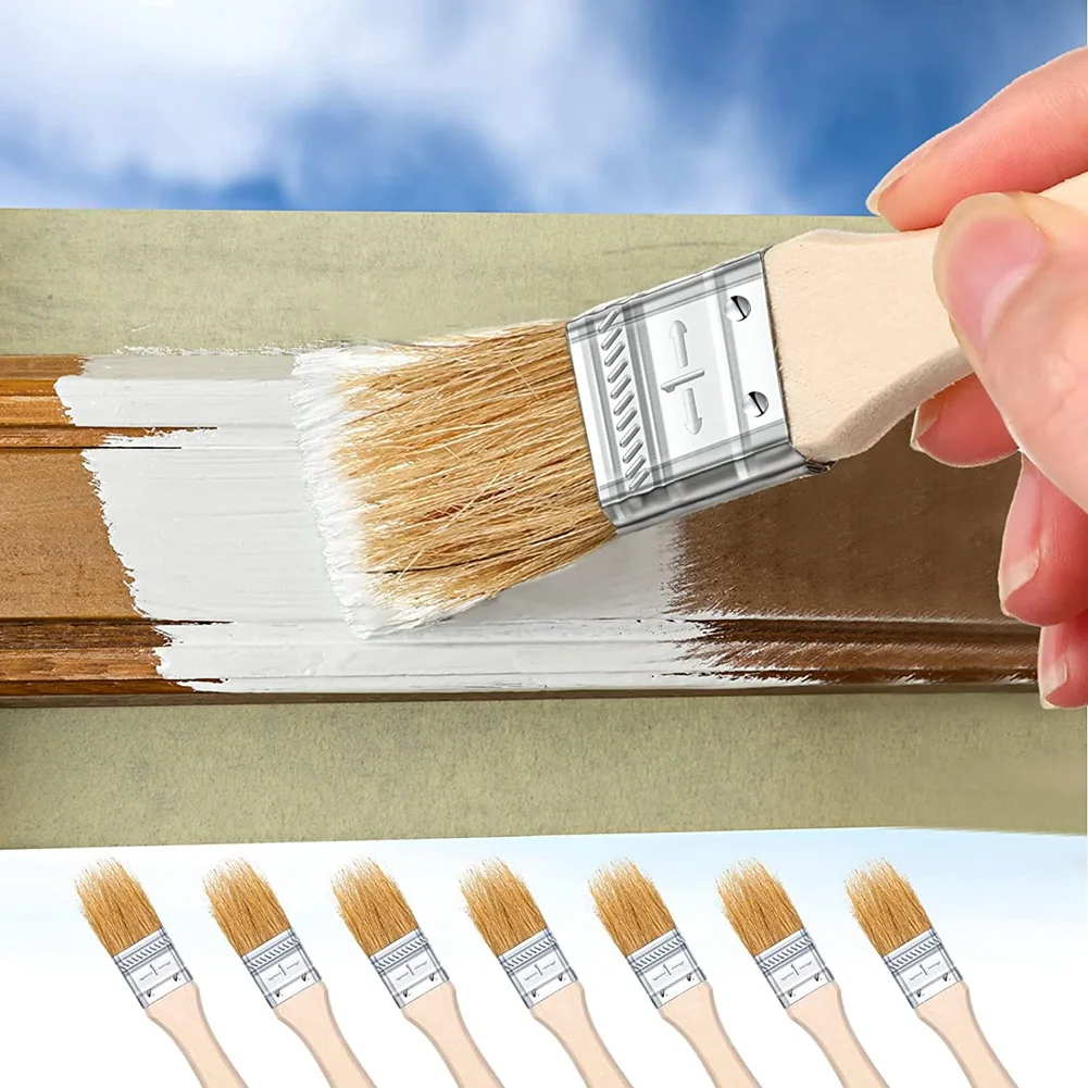 A88M 100 Uds. Pinceles de pintura con virutas de 1 pulgada a granel, pincel pequeño, pinceles para teñir ladrillos, cerdas de madera para pintura acrílica, manualidades