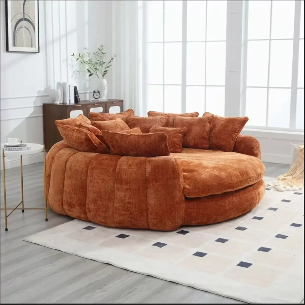 Italian minimalist new round bread fabric sofa small apartment living room modern simple Internet celebrity lazy sofa bed