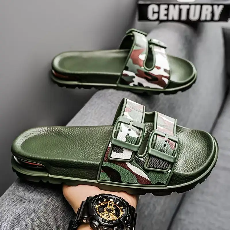 

Summer New Men's Open Toe Camouflage Color Slippers Soft Sole Non Slip Lightweight Home Slippers Outdoor Beach Sports Slippers