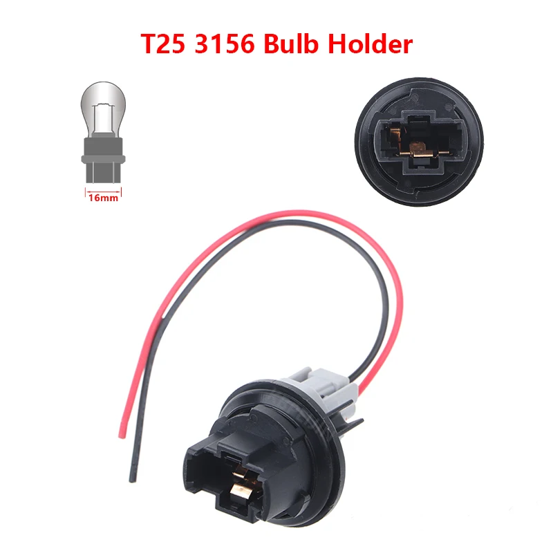 1x For Nissan Frontier Quest Maxima Toyota Camry Car Light T25 3156 Bulb Holder Connector Socket Adapter Accessories