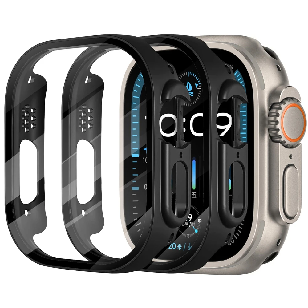 Tempered Glass+case For Apple Watch Ultra 49mm smartwatch PC Bumper Screen Protector film cover apple watch Ultra 2 Accessories
