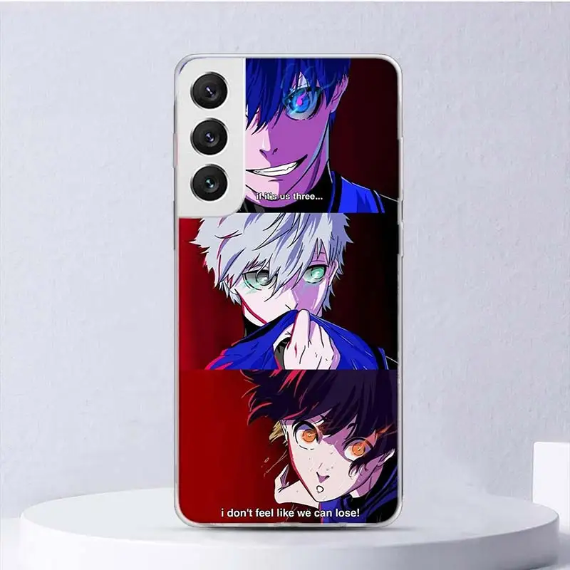 Caso do Anime do Futebol do fechamento azul macio, tampa do telefone para Samsung Galaxy M12, M21, M30S, M31, M32, M51, M52, nota 8, 9, 10 +, 20 ultra, J4, j6 Além disso