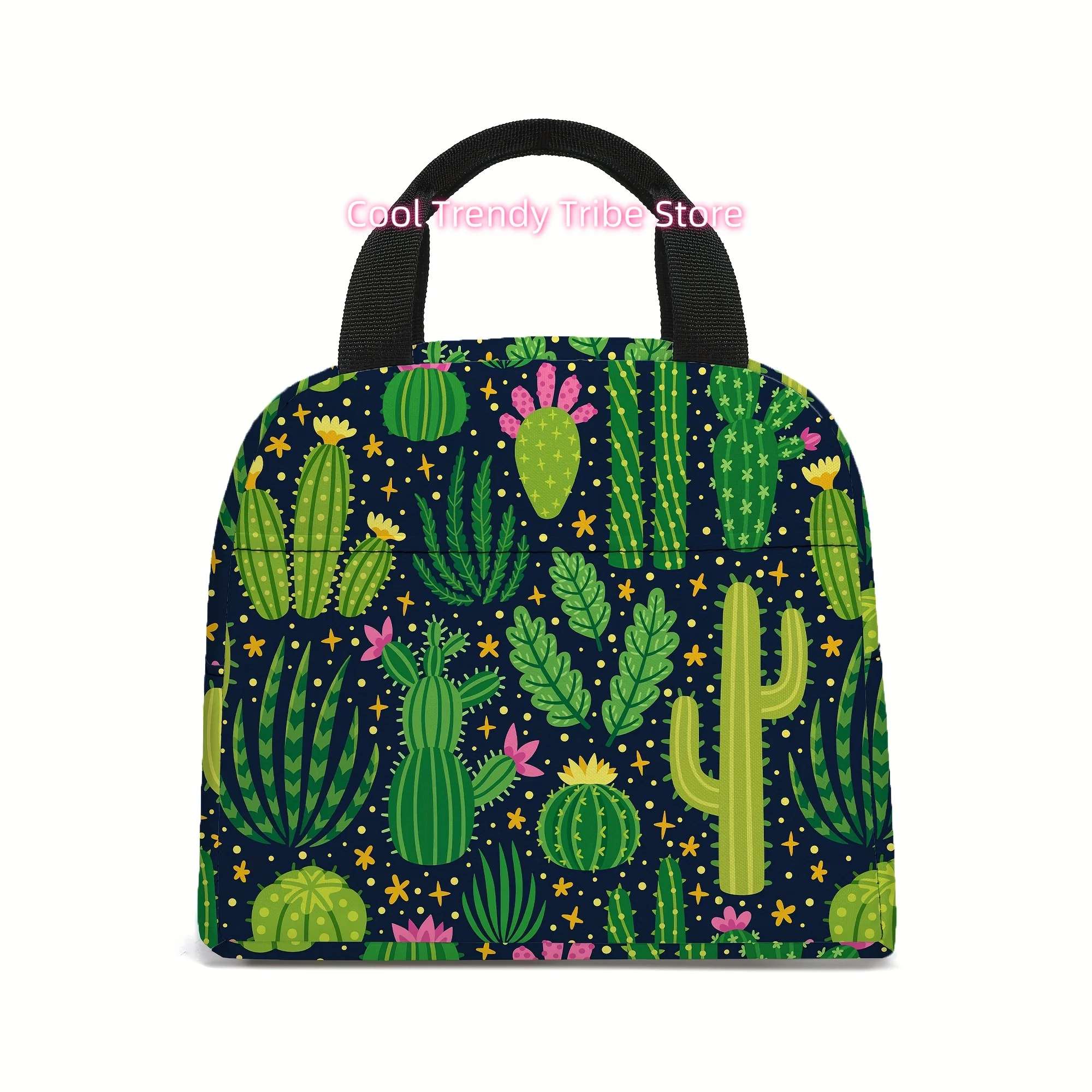 Cactus Print Lunch Bag, Insulated Tote Bag, Portable   Ice Pack, Multi-Function Lunch   Unisex Insulated Ba