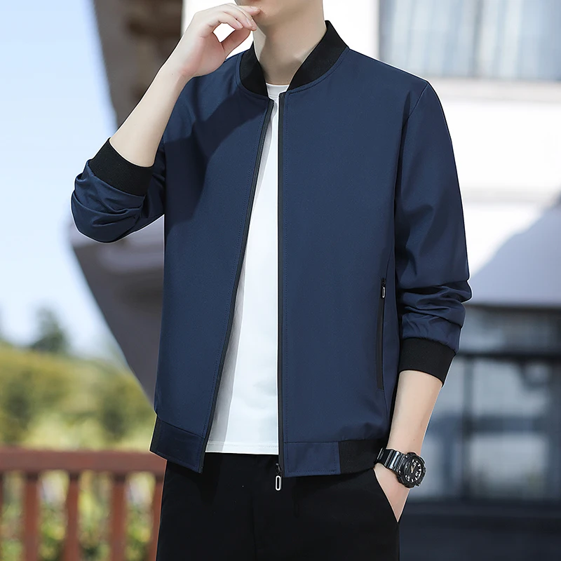 Summer Men's Jacket New Retro Stand Up Collar Hiking Windproof Stand Up Collar Coat Casual Solid Color Business Men's Clothing
