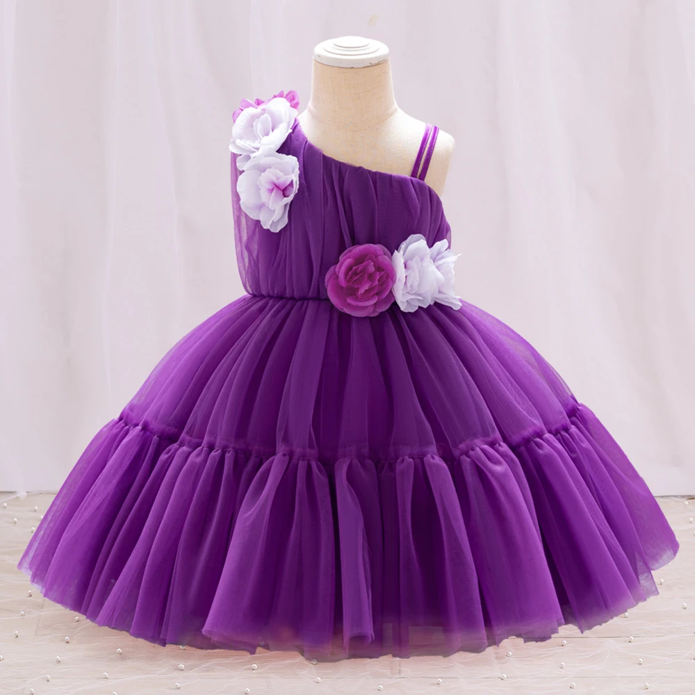 Baby Girls Floral Party Dress Girl Birthday Princess Dresses With Bow Toddler Summer New Tulle Clothes Kids Weekend Holiday Wear