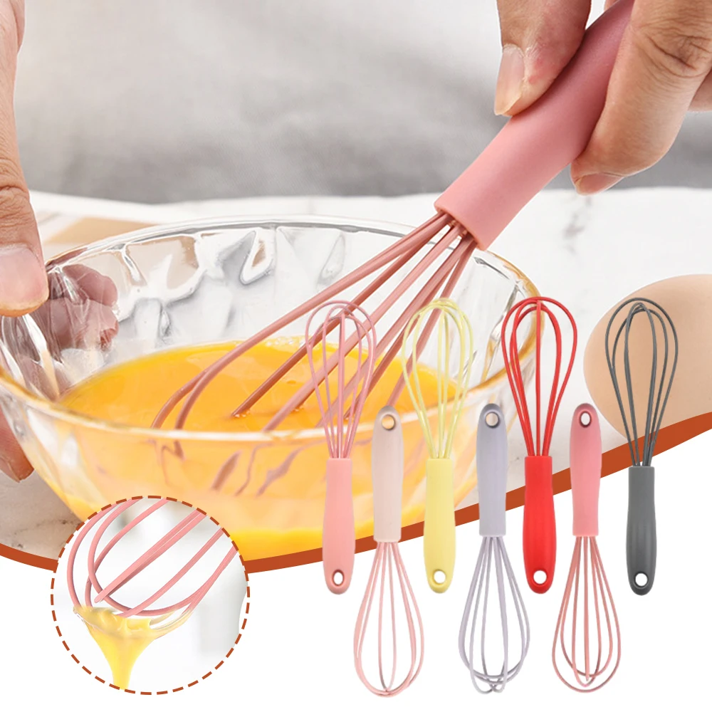 Silicone Egg Beaters,6 Inch Mini Egg Beater Whisk,Manual Cream Egg Mixer,Multi-Purpose Sturdy Food Blender Kitchen Baking Tool