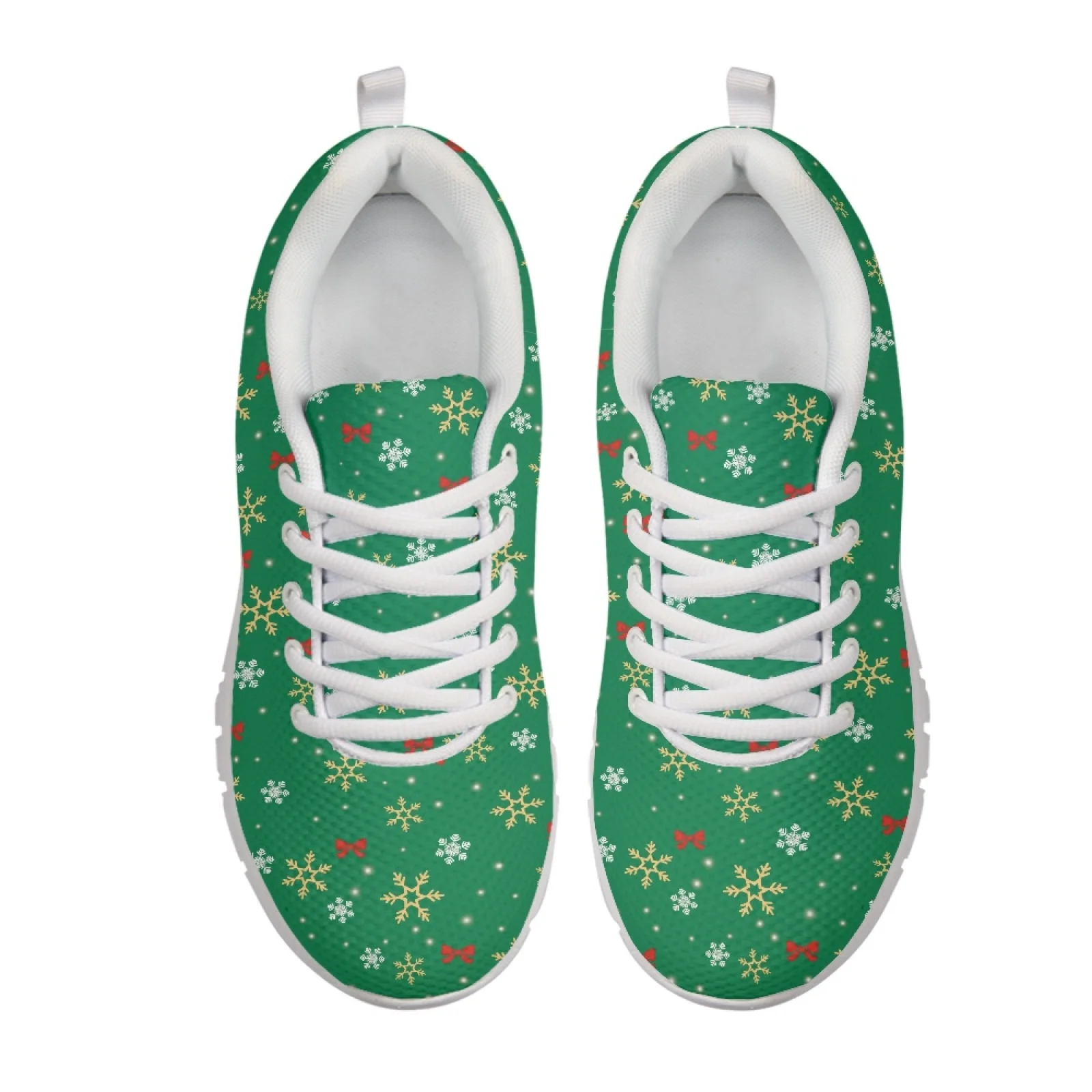 Coloranimal Green Snowflake Lace Up Running Sneakers Women Running Shoes Running Tennis Shoes for Mens Womens