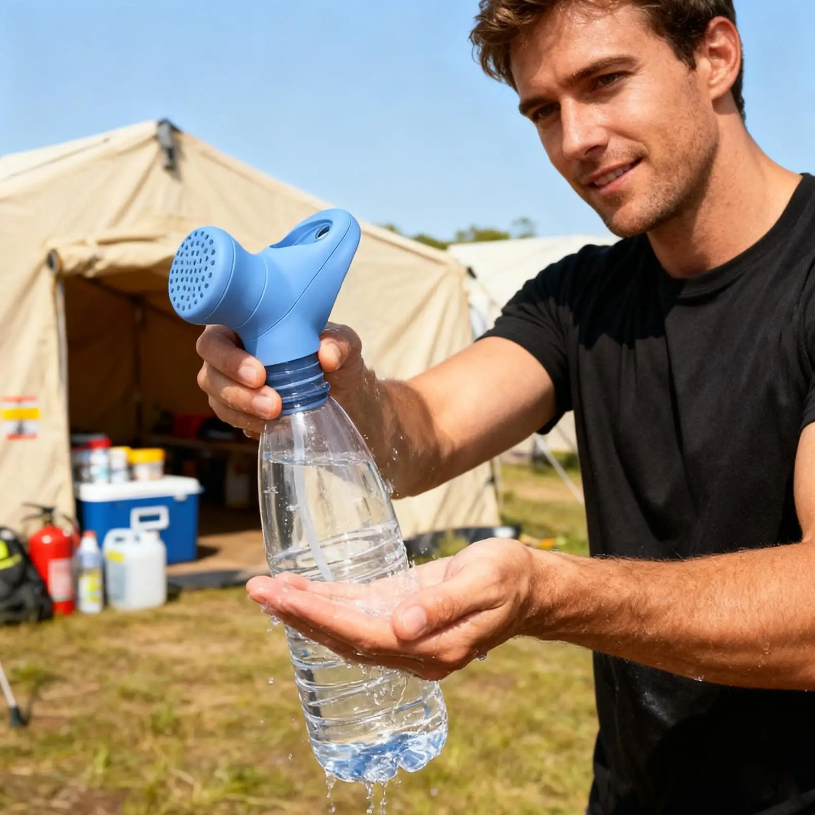 

Bottle Top Sprinkler Portable Handheld Sprayer Camping Bottle Top Shower Head For Fishing Camping Hiking Picnic Sports Beach