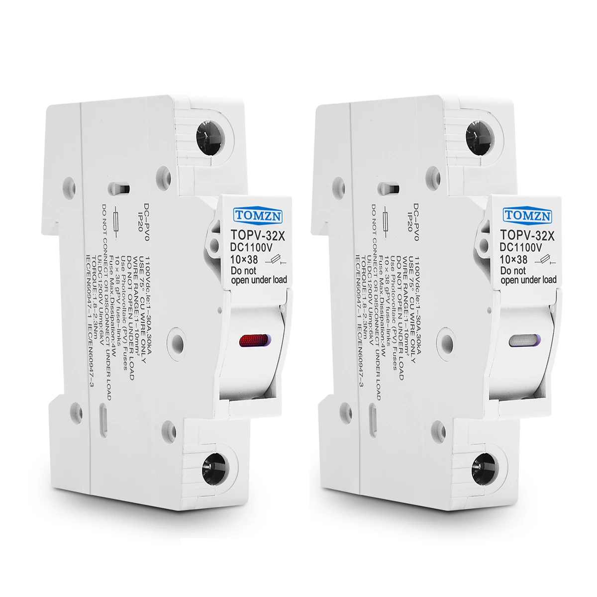 TOMZN 1P 2P 3P 4P 1100V DC فيوز حامل 10*38 مللي متر الجهد العالي PV TOPV-32X قاعدة نظام الضوئية حماية حامي gPV جديد