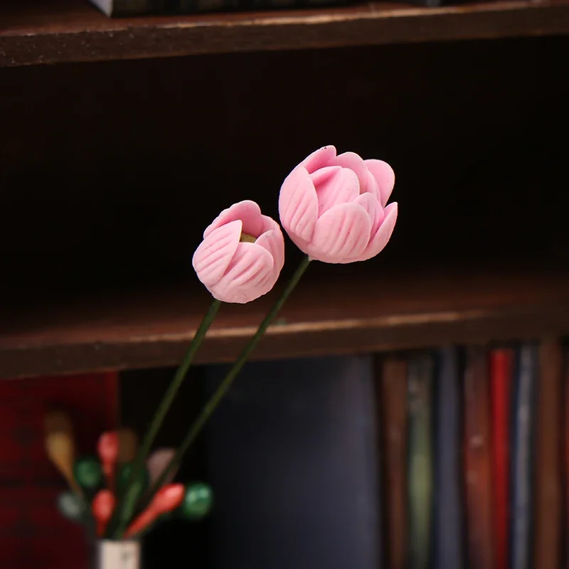 

Pretend Play Toys and Accessories, 2Pcs Miniature Lotus Bud for 1/12 Dollhouse Home Decoration