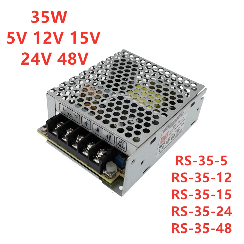 MEAN WELL 35W 5V 12V 15V 24V 48V Single Output Switching Power Supply RS-35-5 RS-35-12 RS-35-15 RS-35-24 RS-35-48