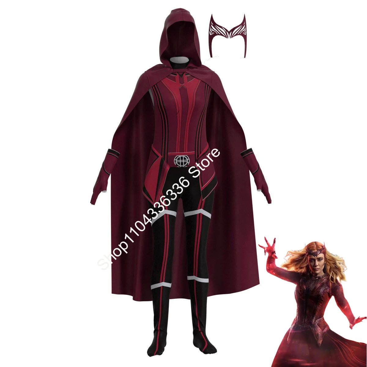 الفيلم تأثيري حلي القرمزي عباءة الجوارب هالوين هزلية غامضة مذهلة الزي كيب فريد خوذة الكبار فتاة 110-180