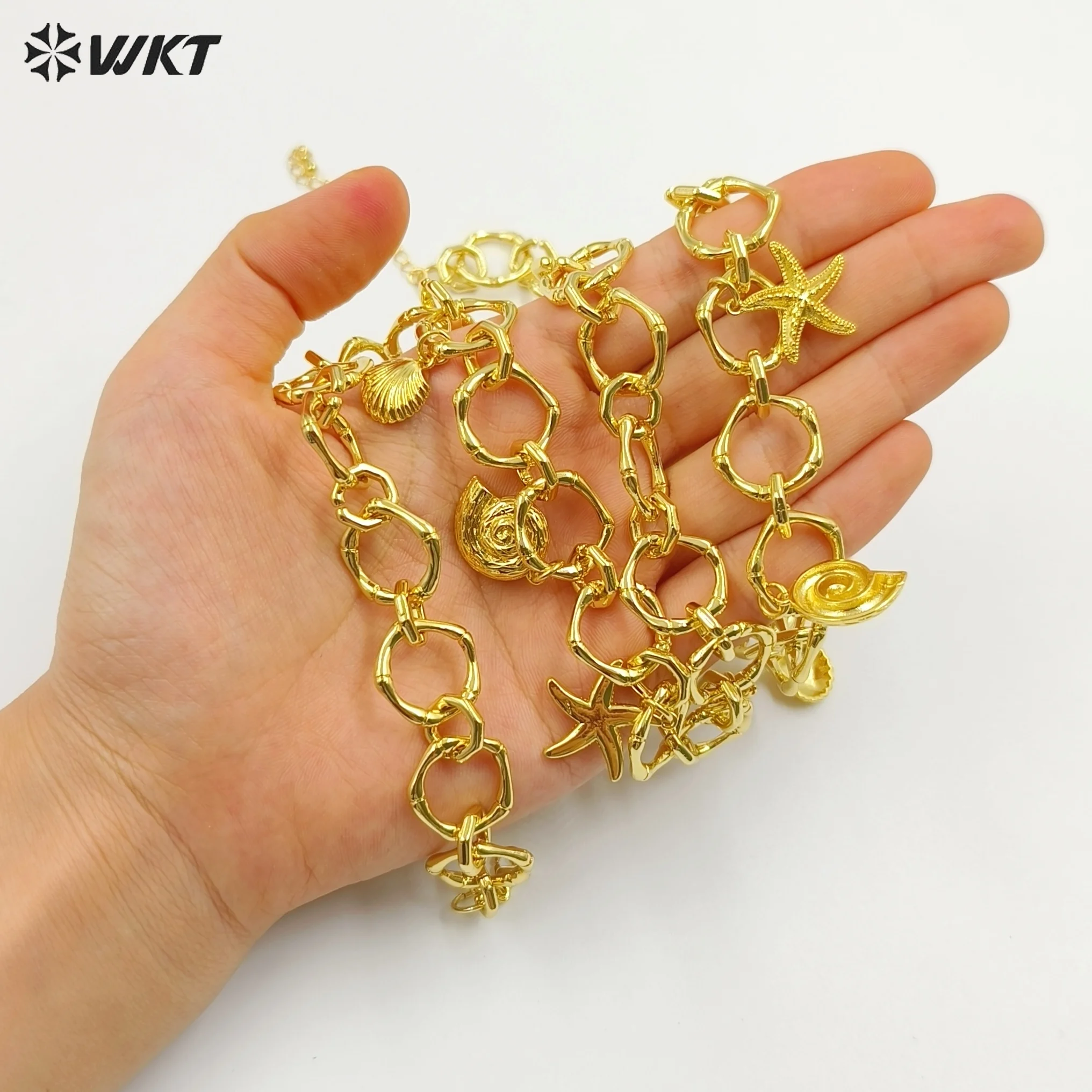WT-JFN45 WKT New Arrival Special Wonderful Yellow Brass With Real Gold Plated Necklace For Girls Daily ACC