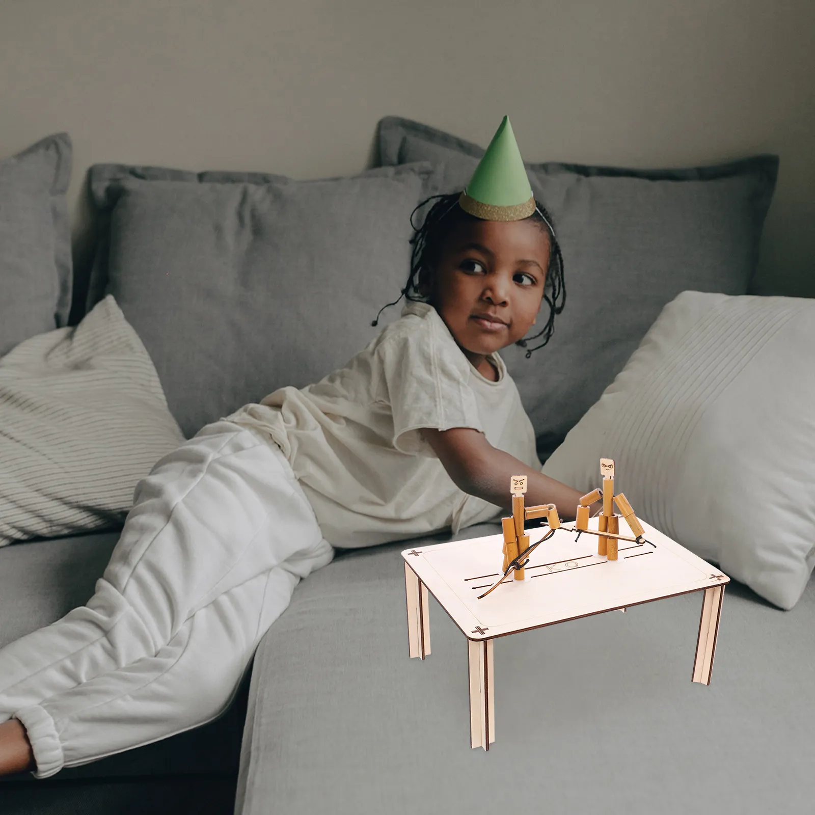 

Набор для игры в бамбуковых кукол-бойцох: деревянный столик для интерактивной игры, развивающая игра для родителей и детей, домашняя развивающая игра